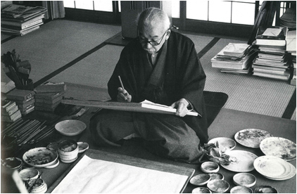 福田平八郎　昭和30年代頃、画室にて